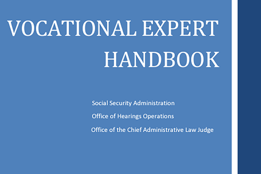 Screen capture of the front cover of the Vocational Expert Handbook.