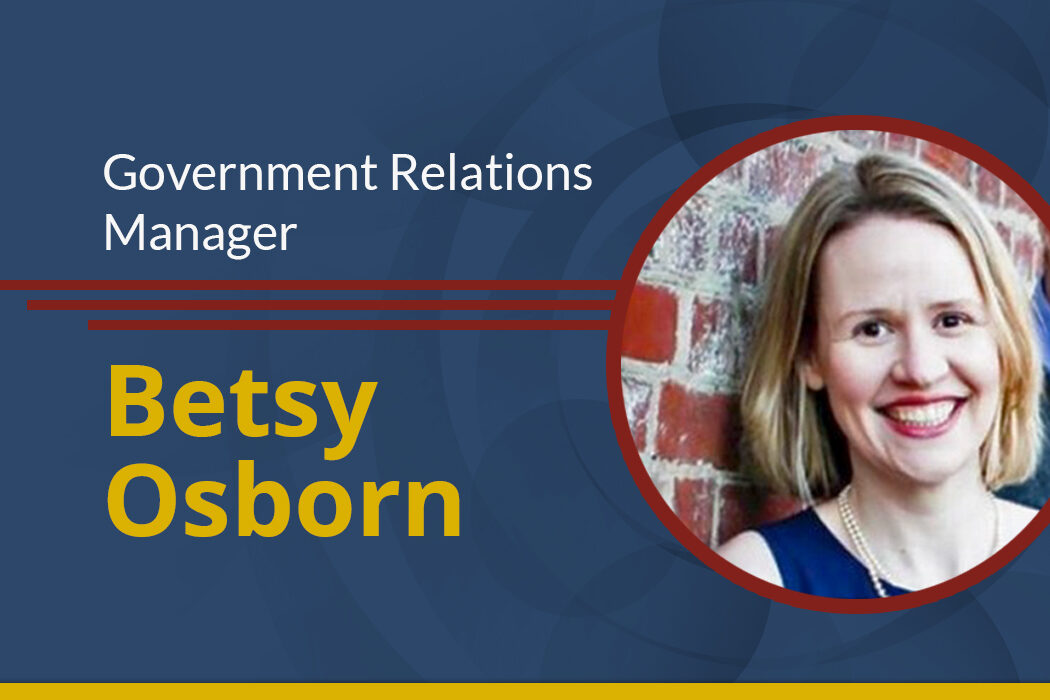 Title card for NOSSCR Government Relations Manager Betsy Osborn.