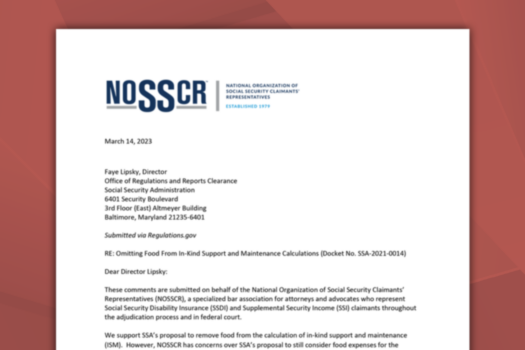 A preview of a NOSSCR comment letter.