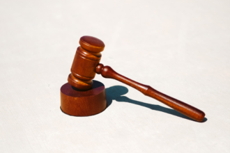 a gavel on a white background